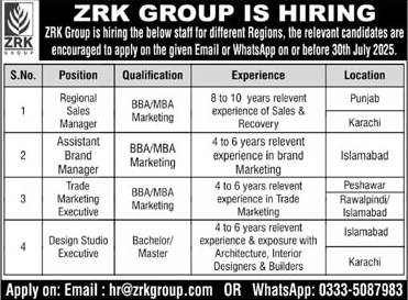 Jobs in ZRK Group